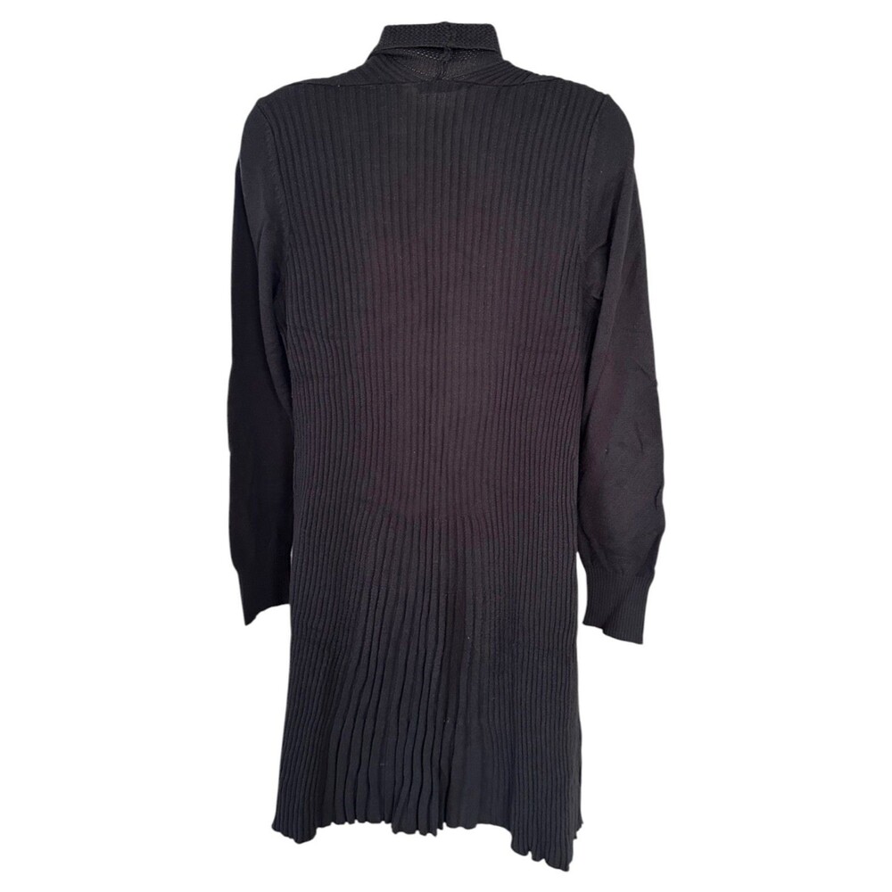 Sabra Women's Open Front Knit Cardigan Long Sleeve Cotton Acrylic Size S Black - Picture 3 of 9